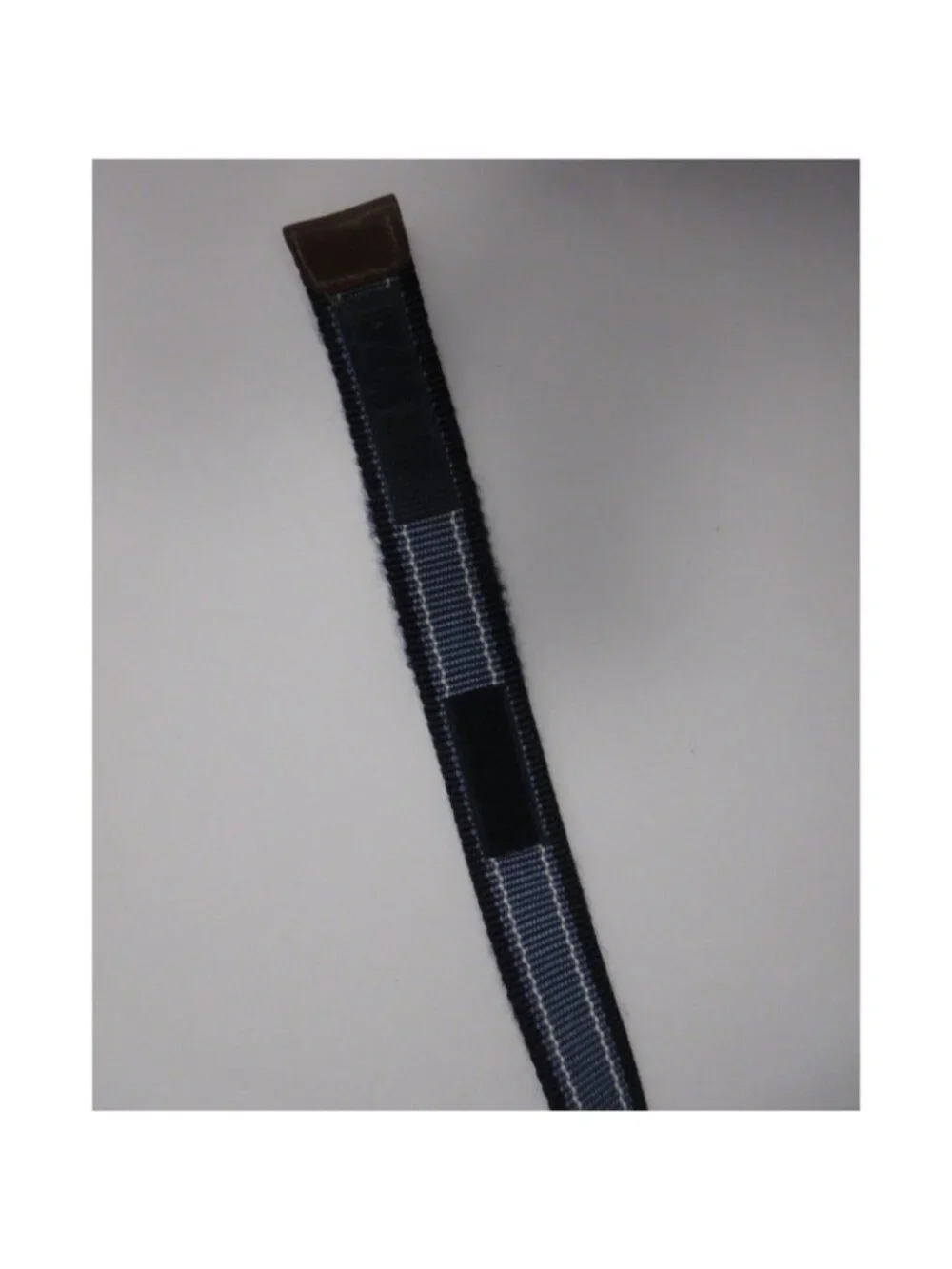 Brooks Brothers Belt 44 Stripe Ribbon Webbing Leather D-Ring Preppy NEW